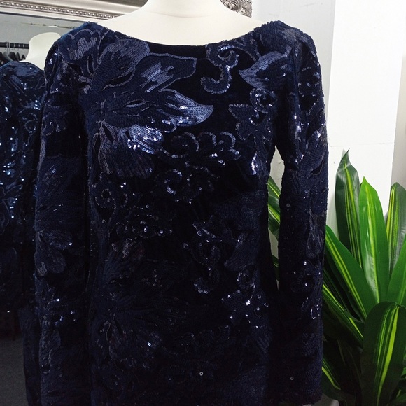 Blue Dress  Sequin Dress  Sequinned Dress  Beaded Dress  Embellished Dress - Picture 4 of 9